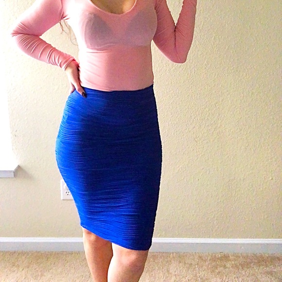 Brat Star midi cobalt blue pencil skirt size S - Picture 6 of 10